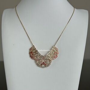 Swarovski Crystal Pink Gold Tone Elinor Statement Collar Bib Necklace 5182011